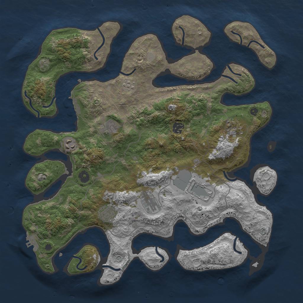 Rust Map: Procedural Map, Size: 4000, Seed: 7564125, 16 Monuments