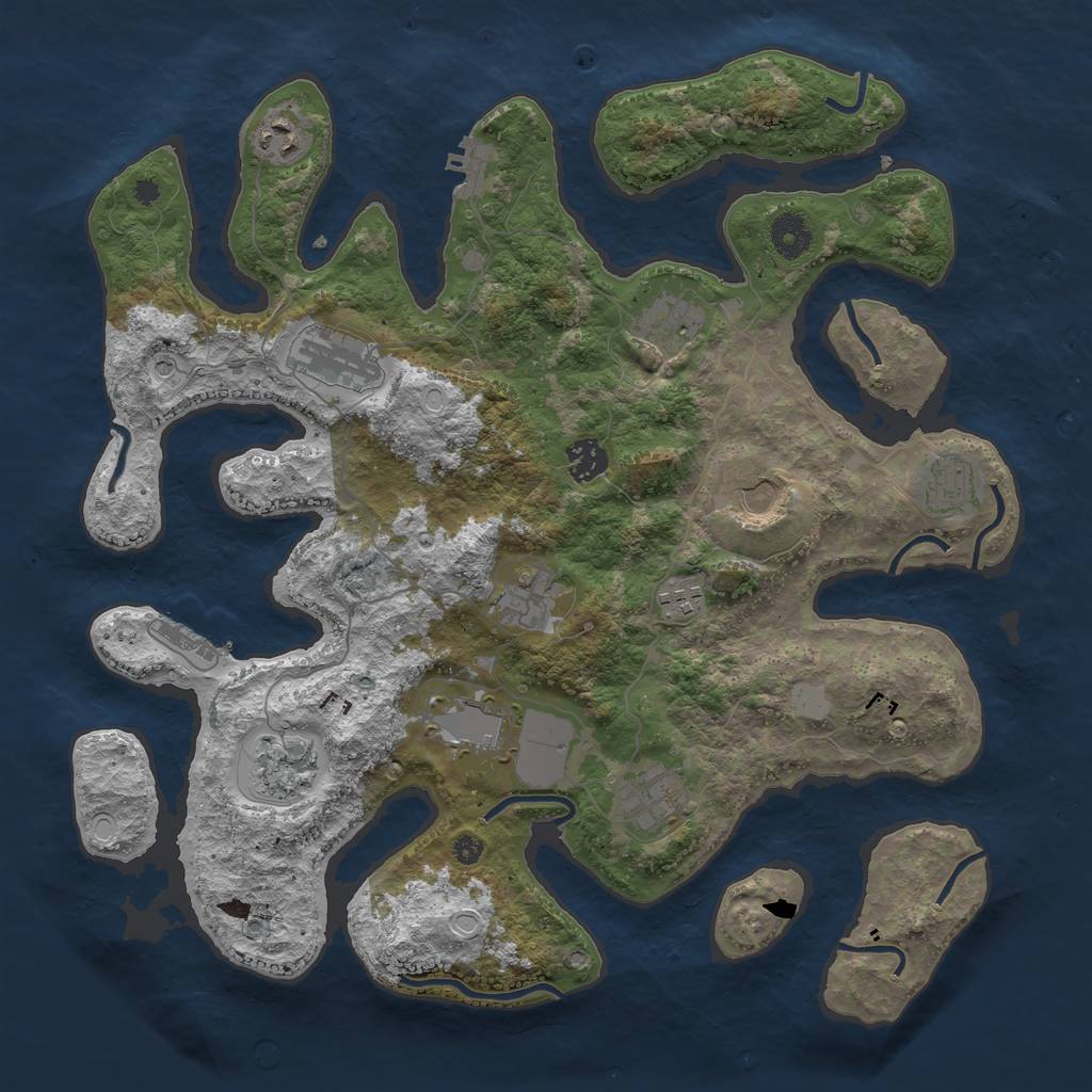 Rust Map: Procedural Map, Size: 3850, Seed: 299418438, 19 Monuments