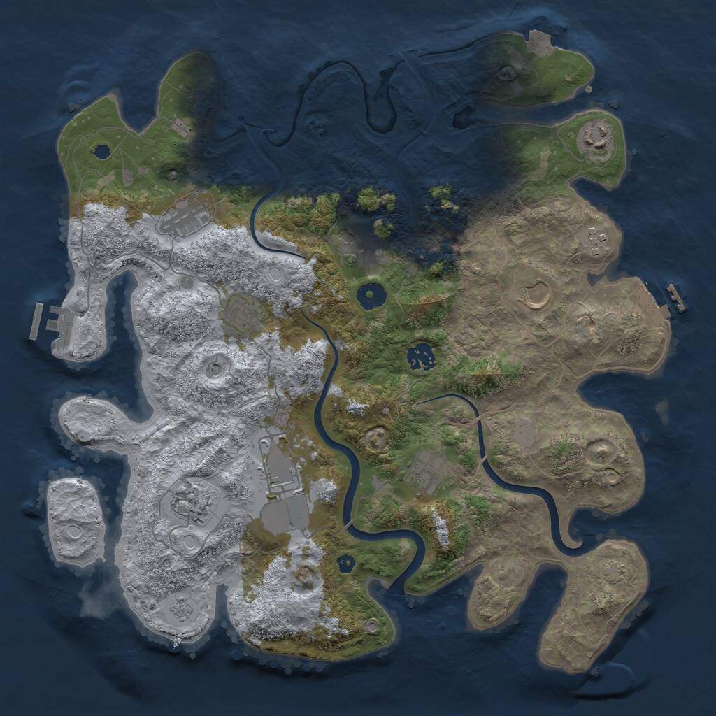 Rust Map: Procedural Map, Size: 3850, Seed: 299418438, 16 Monuments