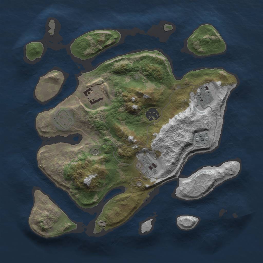 Rust Map: Barren, Size: 3000, Seed: 345322, 9 Monuments