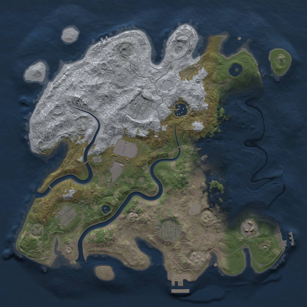 Rust Map: Procedural Map, Size: 3500, Seed: 727204, 14 Monuments