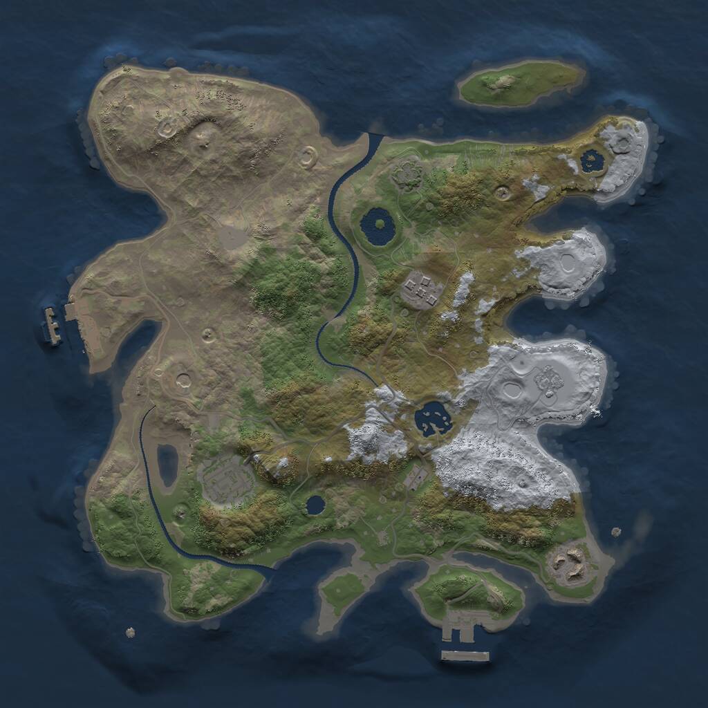 Rust Map: Procedural Map, Size: 3000, Seed: 124565766, 10 Monuments