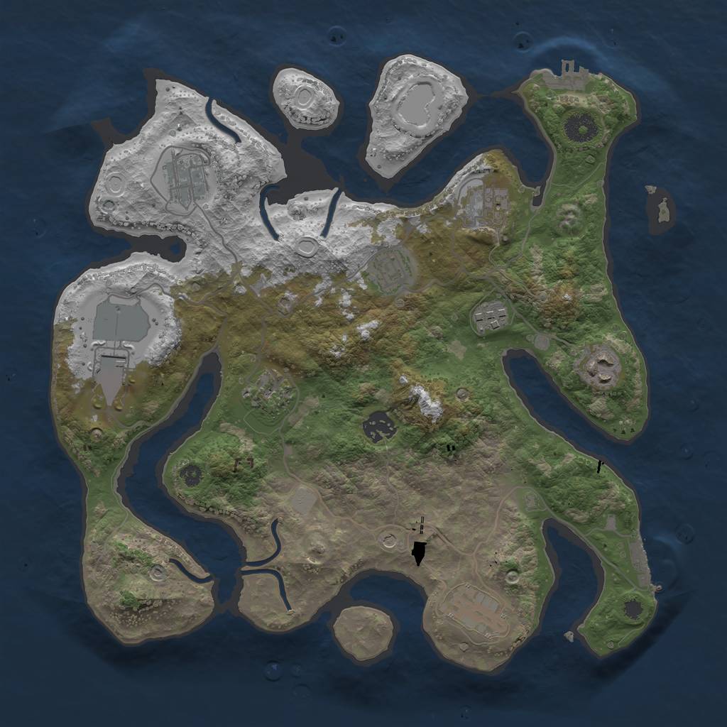 Rust Map: Procedural Map, Size: 3500, Seed: 1972530208, 17 Monuments