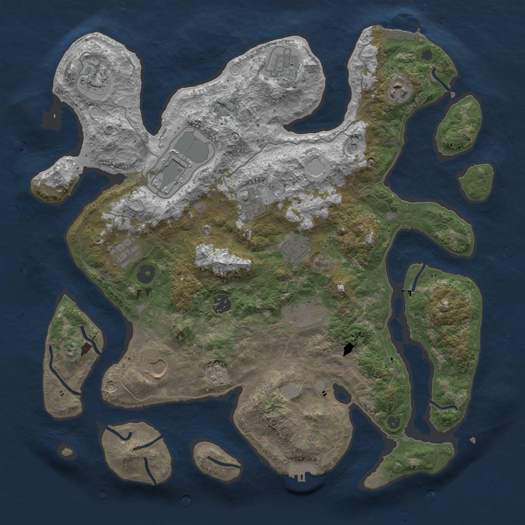 Rust Map: Procedural Map, Size: 4200, Seed: 214200005, 19 Monuments