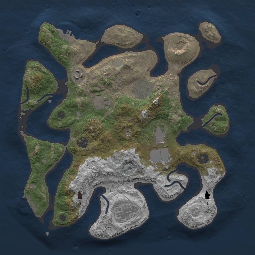 Rust Map: Procedural Map, Size: 3500, Seed: 86384531, 15 Monuments