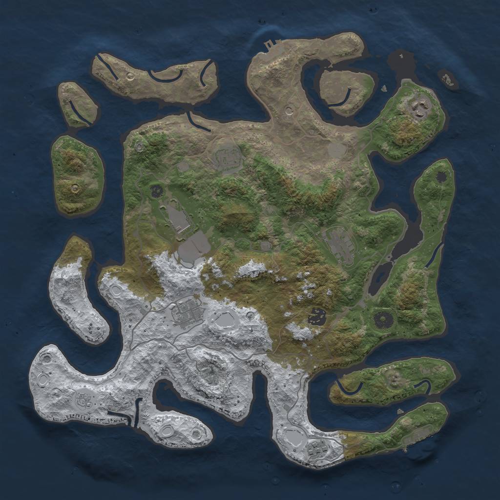 Rust Map: Procedural Map, Size: 4000, Seed: 1698348759, 16 Monuments