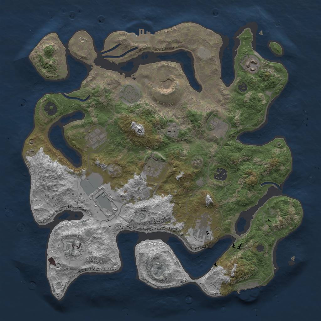 Rust Map: Procedural Map, Size: 3700, Seed: 2122082151, 19 Monuments