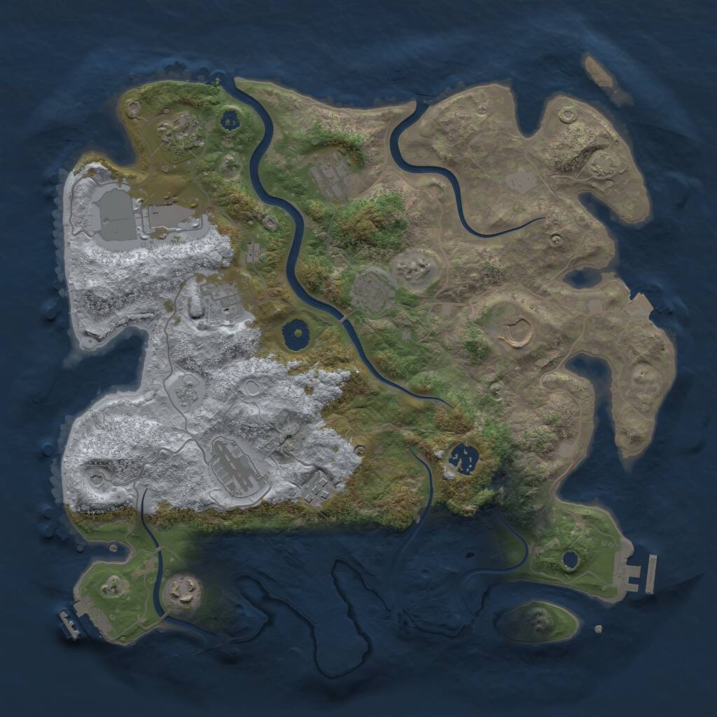 Rust Map: Procedural Map, Size: 3700, Seed: 1992871231, 16 Monuments