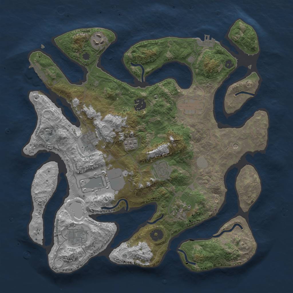 Rust Map: Procedural Map, Size: 3500, Seed: 1857027728, 17 Monuments