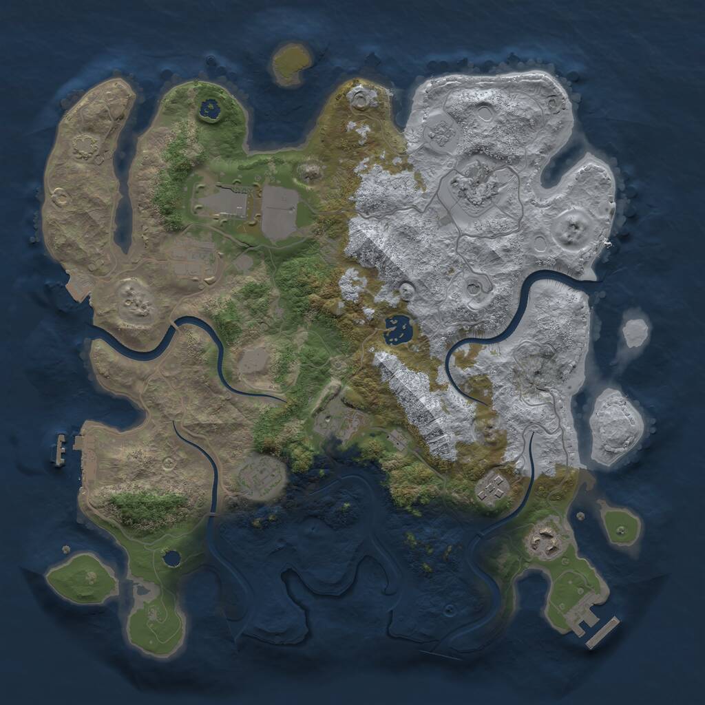 Rust Map: Procedural Map, Size: 3500, Seed: 722055167, 14 Monuments