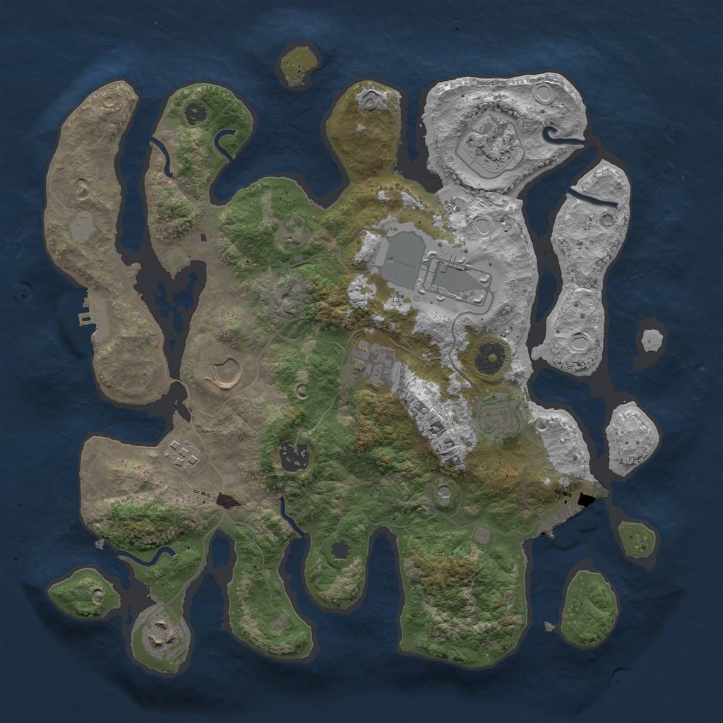 Rust Map: Procedural Map, Size: 3500, Seed: 722055167, 16 Monuments