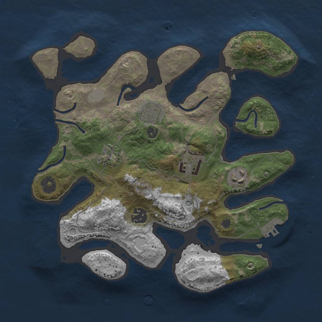 Rust Map: Procedural Map, Size: 3000, Seed: 556683, 12 Monuments