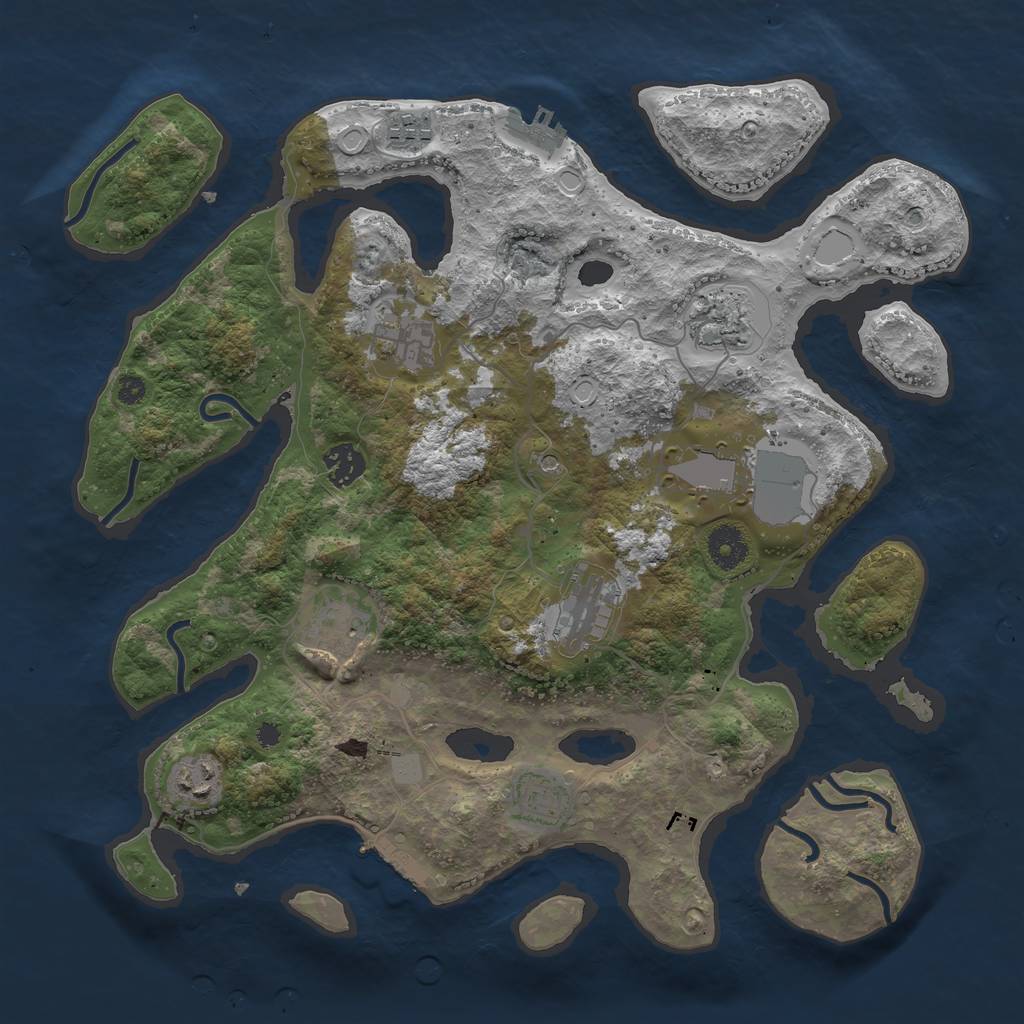 Rust Map: Procedural Map, Size: 3700, Seed: 1059815295, 17 Monuments