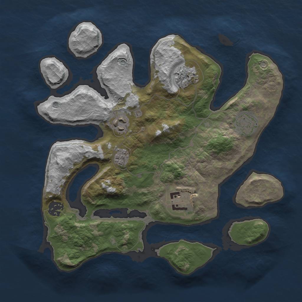 Rust Map: Barren, Size: 3000, Seed: 617659, 8 Monuments