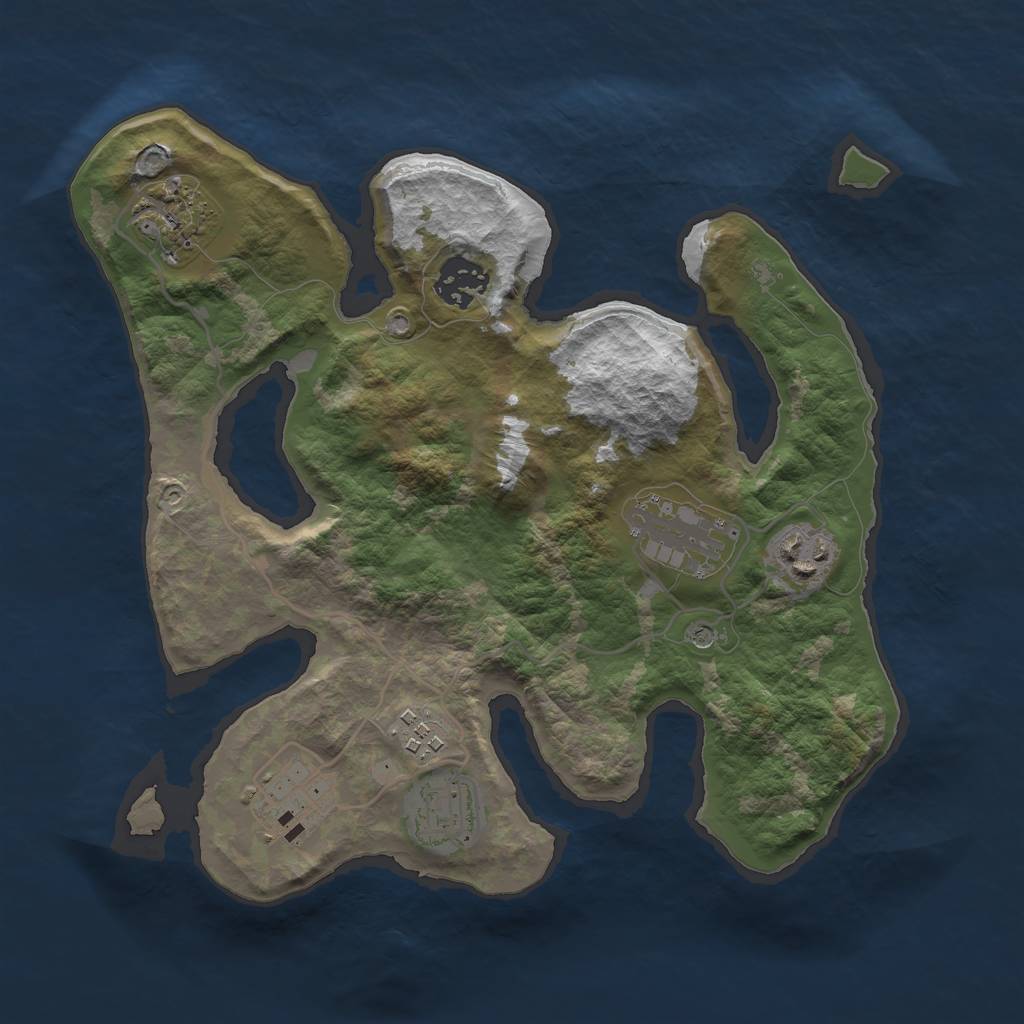 Rust Map: Barren, Size: 3000, Seed: 605455, 10 Monuments