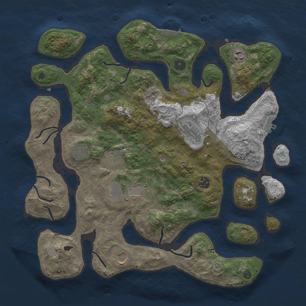 Rust Map: Procedural Map, Size: 4000, Seed: 2140837662, 16 Monuments