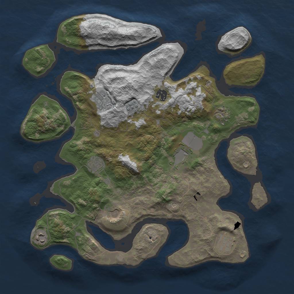 Rust Map: Barren, Size: 3900, Seed: 126, 12 Monuments