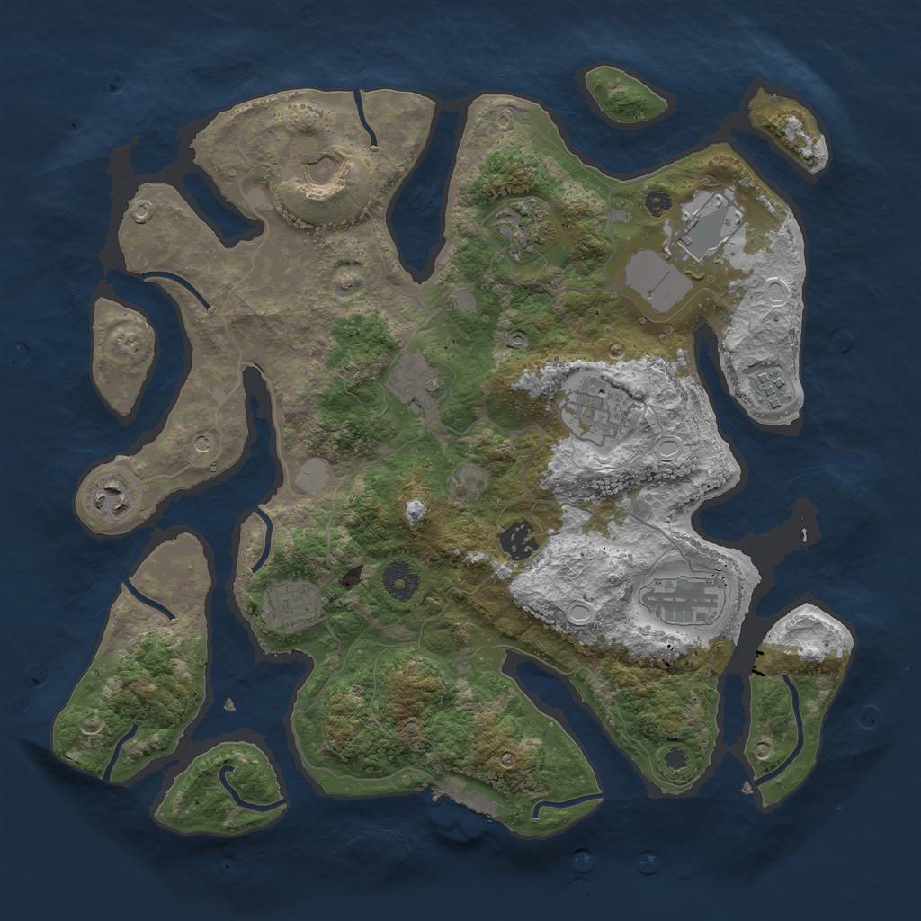 Rust Map: Procedural Map, Size: 3700, Seed: 20454796, 17 Monuments