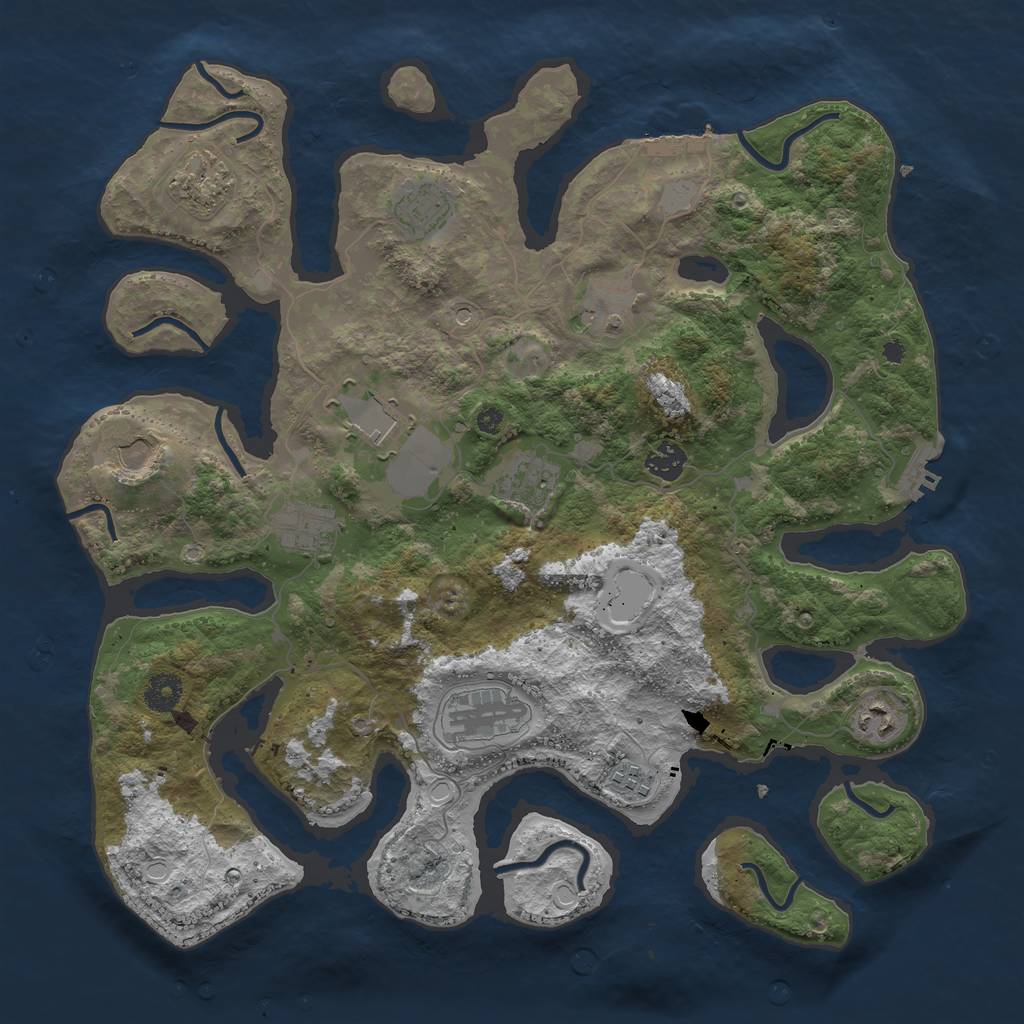 Rust Map: Procedural Map, Size: 3950, Seed: 628826826, 19 Monuments