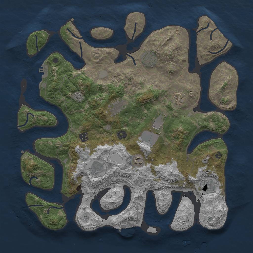 Rust Map: Procedural Map, Size: 4000, Seed: 1896003328, 17 Monuments