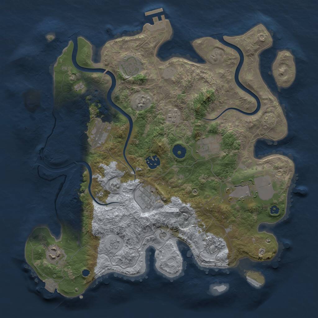 Rust Map: Procedural Map, Size: 3500, Seed: 1925029406, 14 Monuments