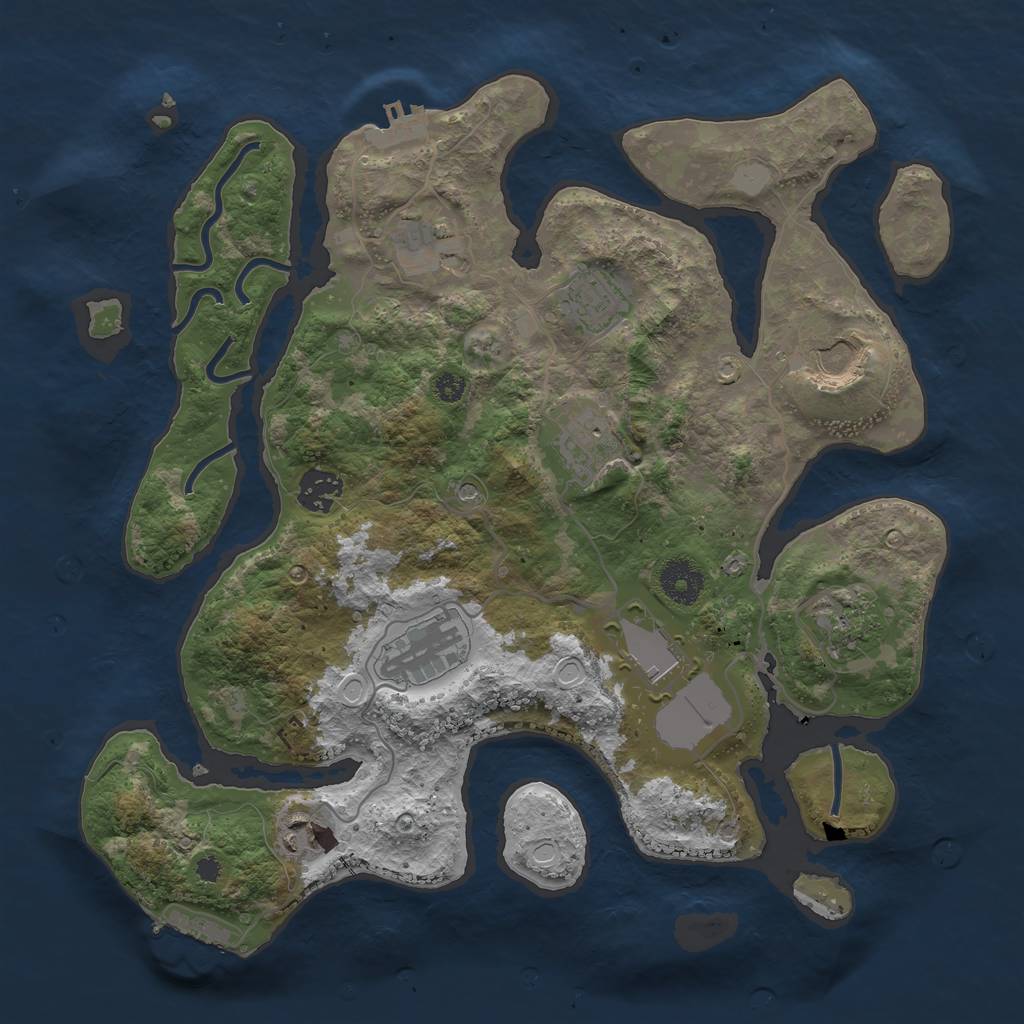 Rust Map: Procedural Map, Size: 3500, Seed: 1925029406, 17 Monuments