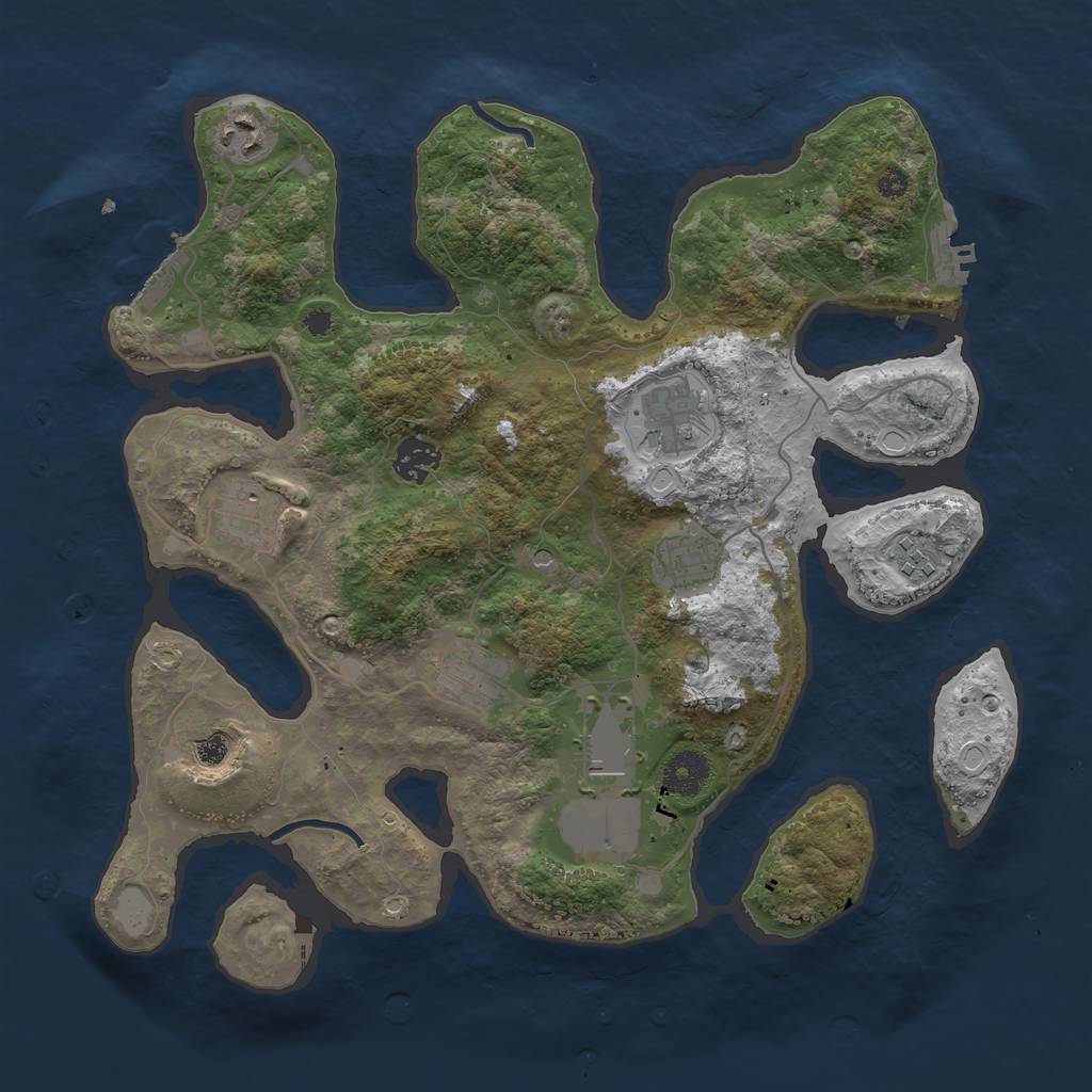 Rust Map: Procedural Map, Size: 3600, Seed: 1469, 17 Monuments