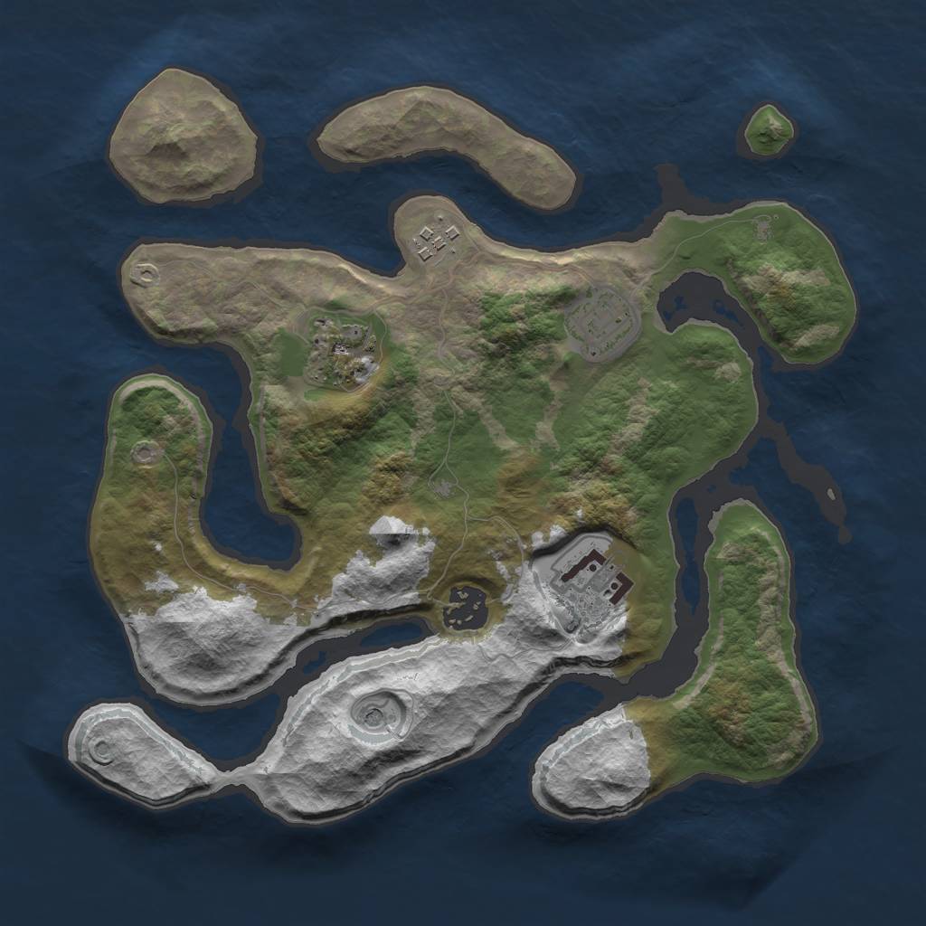 Rust Map: Barren, Size: 3000, Seed: 770583, 8 Monuments