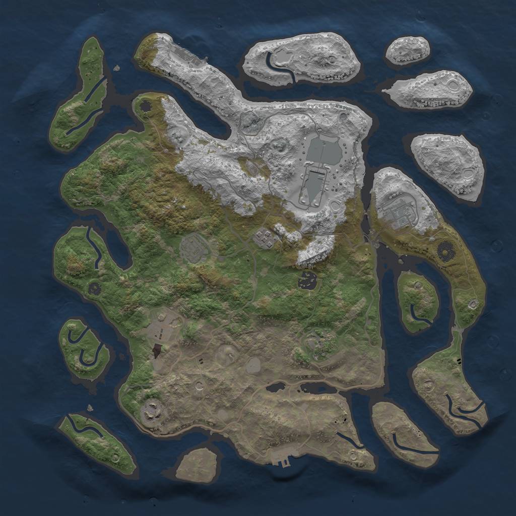 Rust Map: Procedural Map, Size: 4000, Seed: 29981810, 16 Monuments