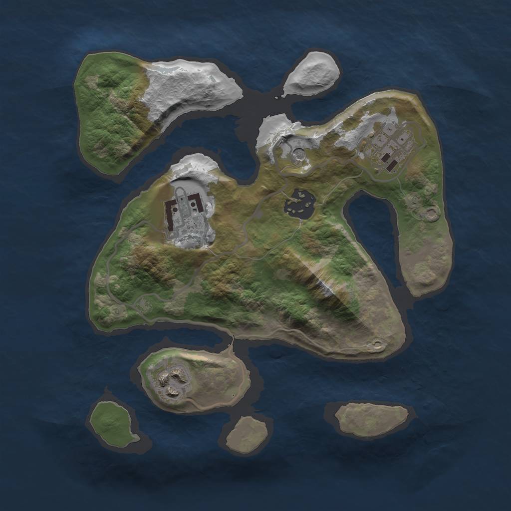Rust Map: Barren, Size: 2500, Seed: 35352, 7 Monuments