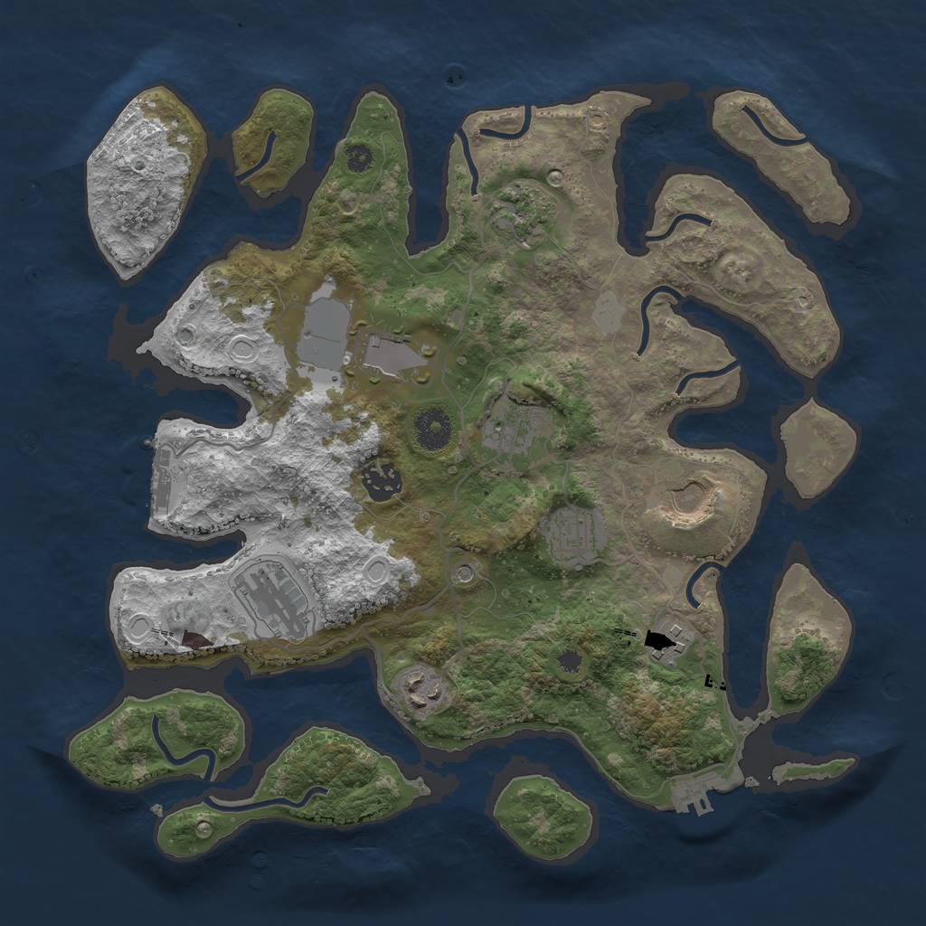 Rust Map: Procedural Map, Size: 3500, Seed: 1161741940, 17 Monuments