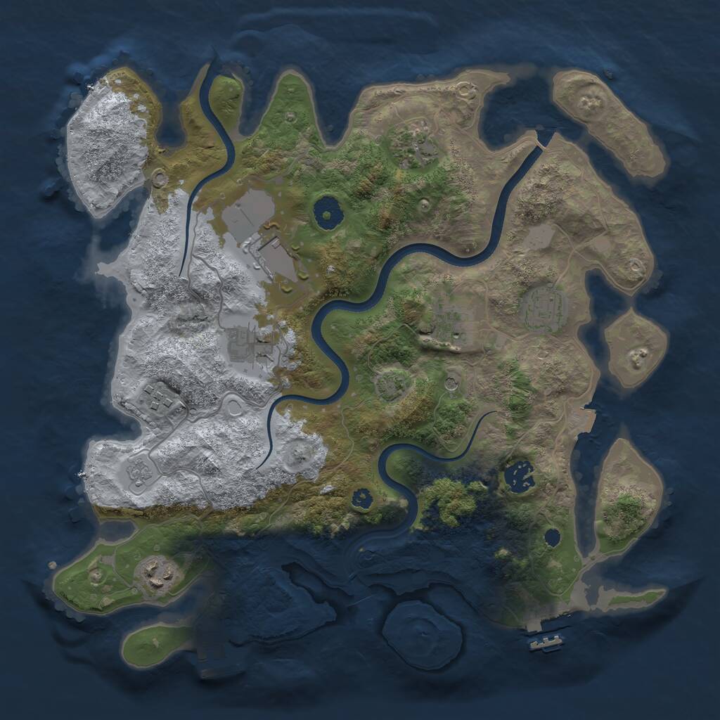Rust Map: Procedural Map, Size: 3500, Seed: 1161741940, 14 Monuments