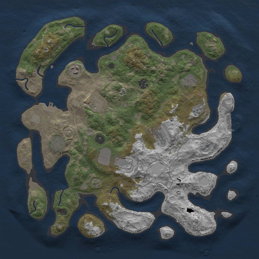 Rust Map: Procedural Map, Size: 4000, Seed: 88300950, 16 Monuments