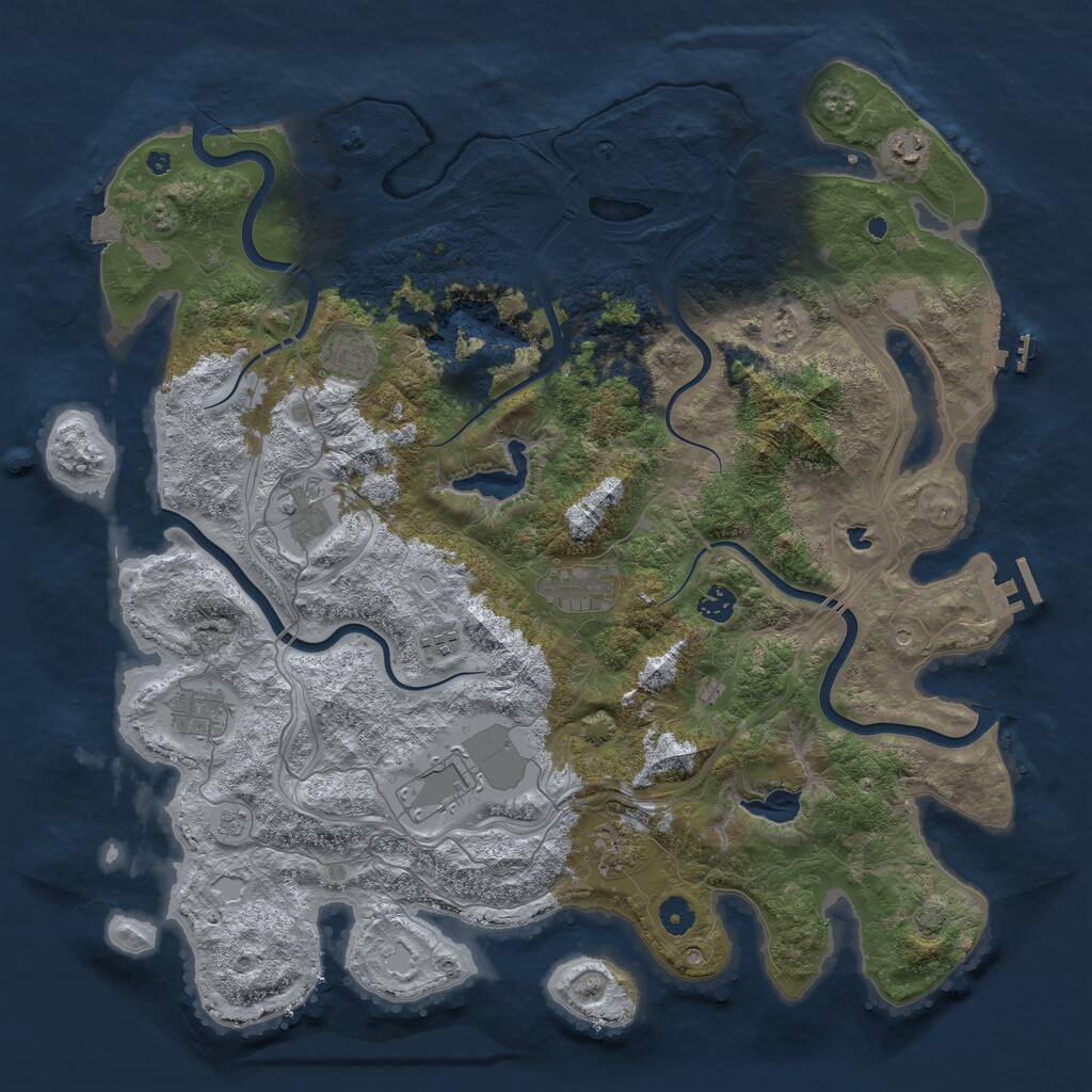 Rust Map: Procedural Map, Size: 4500, Seed: 1674723233, 15 Monuments