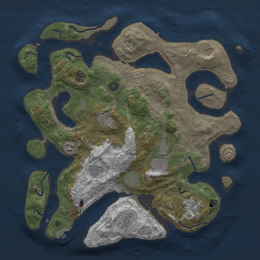 Rust Map: Procedural Map, Size: 4000, Seed: 1299182897, 18 Monuments