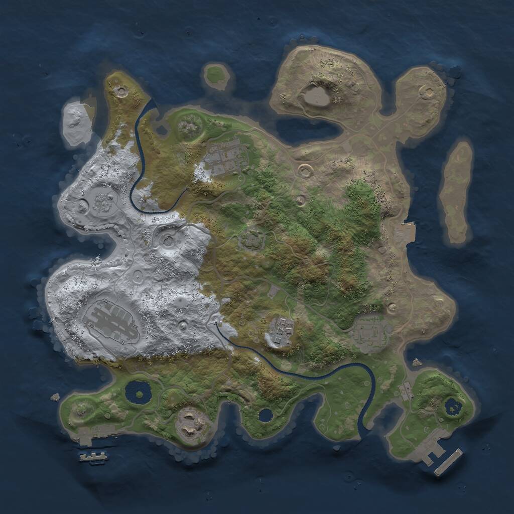 Rust Map: Procedural Map, Size: 3000, Seed: 755817252, 11 Monuments