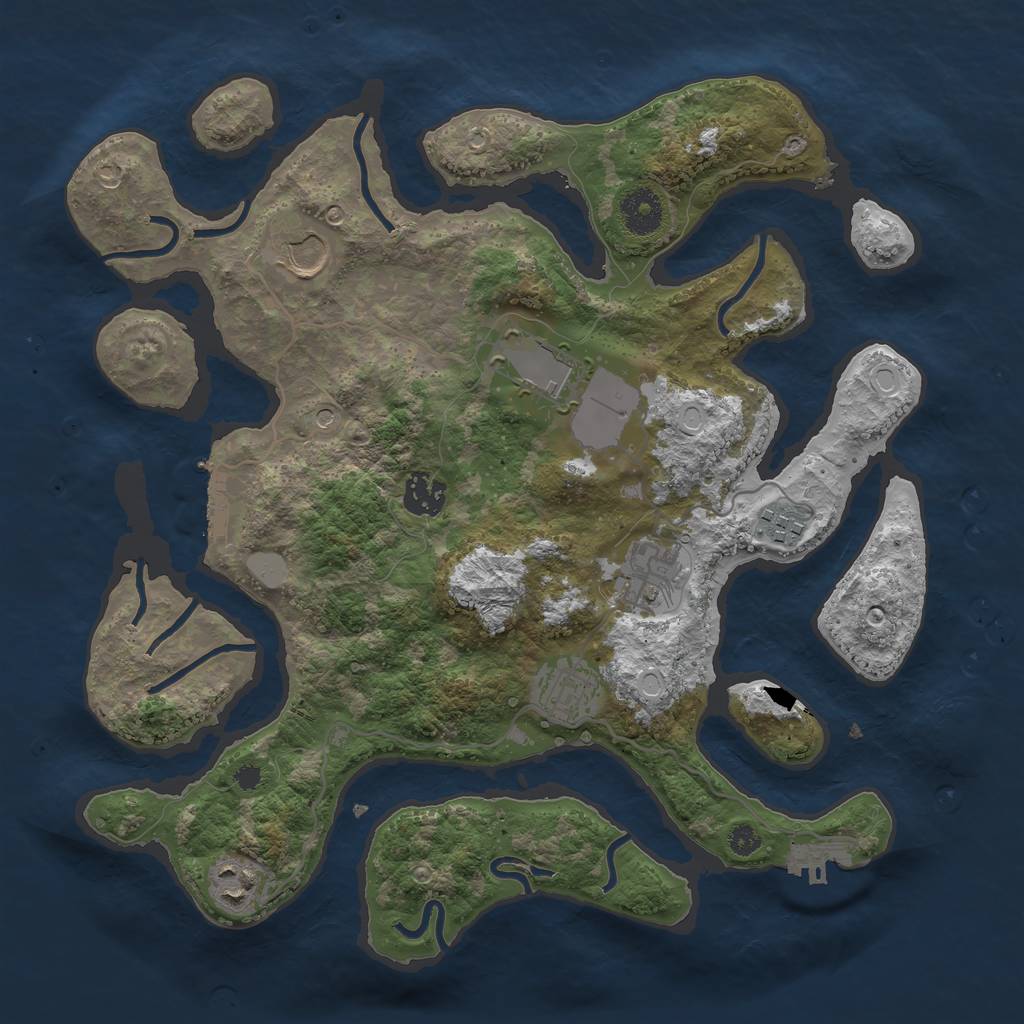 Rust Map: Procedural Map, Size: 3500, Seed: 118073228, 15 Monuments