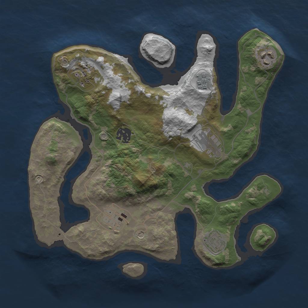 Rust Map: Barren, Size: 3000, Seed: 434675, 10 Monuments