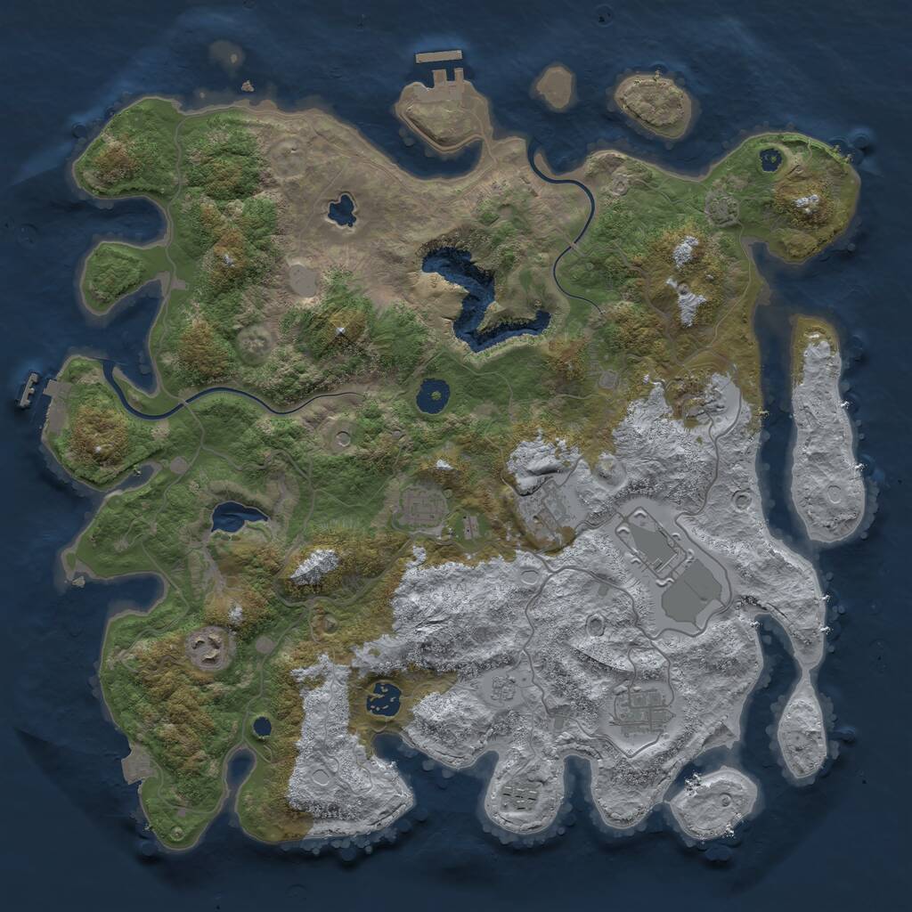 Rust Map: Procedural Map, Size: 4000, Seed: 1496373423, 14 Monuments