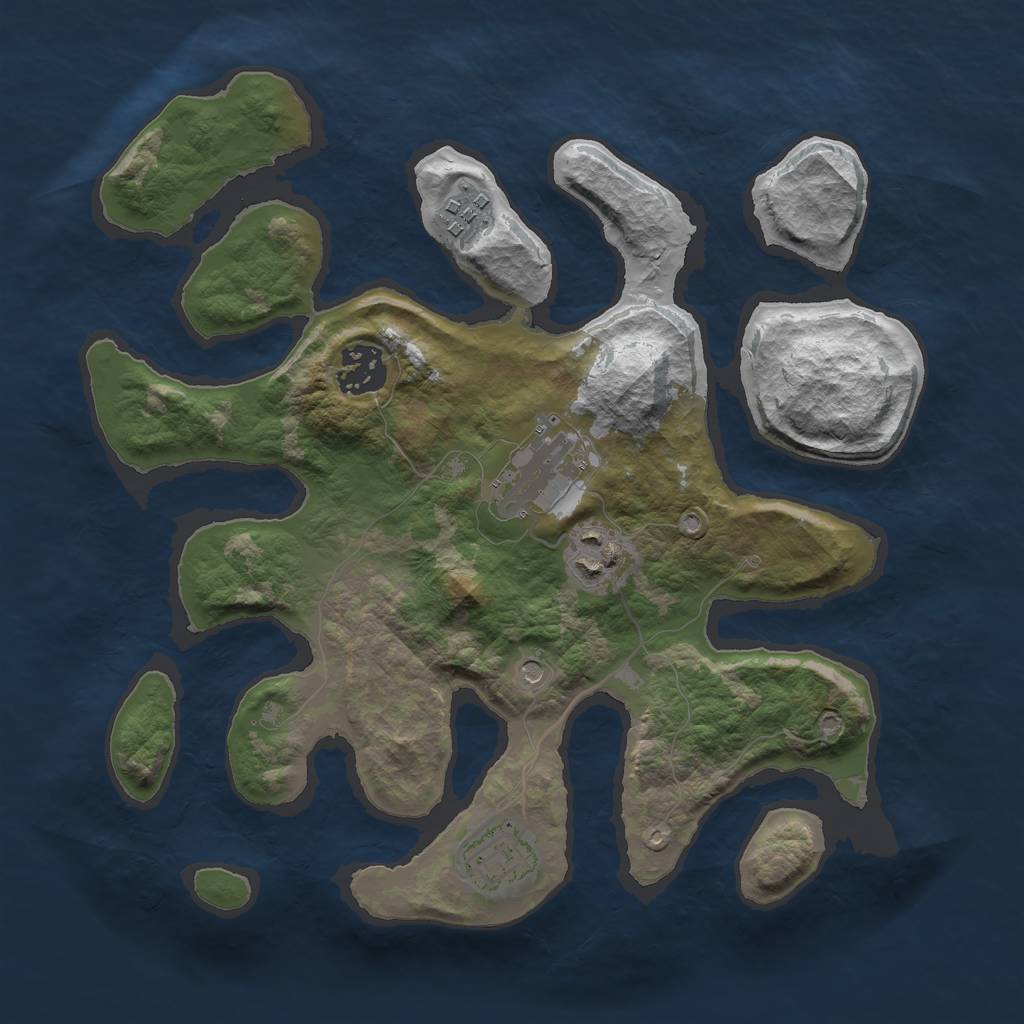 Rust Map: Barren, Size: 3000, Seed: 328440, 8 Monuments