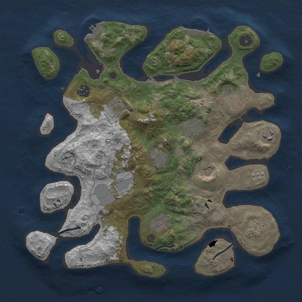 Rust Map: Procedural Map, Size: 3700, Seed: 356450057, 19 Monuments