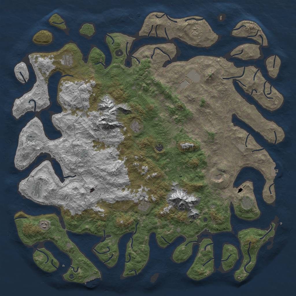 Rust Map: Procedural Map, Size: 6000, Seed: 345318090, 19 Monuments