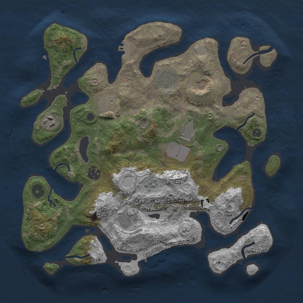 Rust Map: Procedural Map, Size: 3500, Seed: 1985678, 16 Monuments