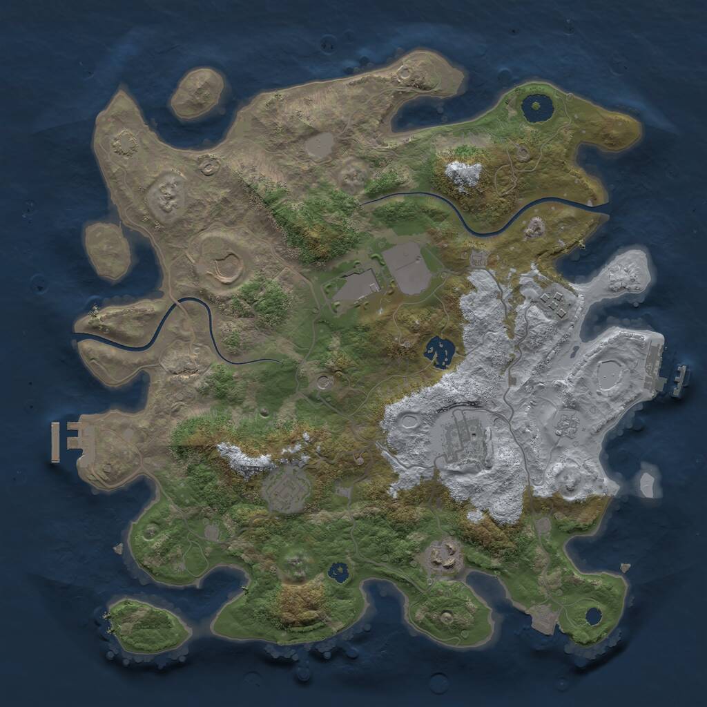 Rust Map: Procedural Map, Size: 3500, Seed: 2072241409, 13 Monuments