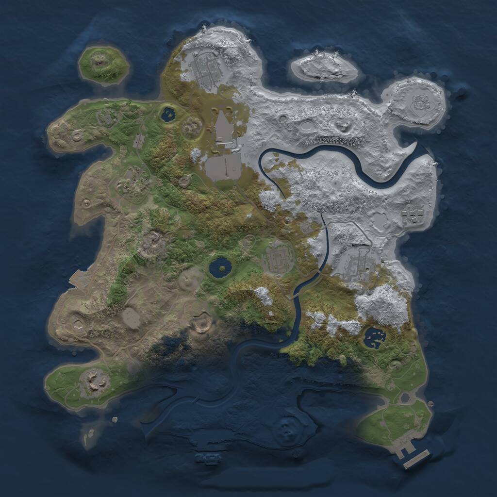 Rust Map: Procedural Map, Size: 3500, Seed: 651612306, 15 Monuments