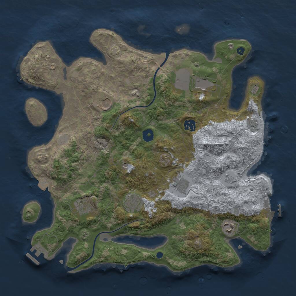 Rust Map: Procedural Map, Size: 3700, Seed: 1963086300, 14 Monuments