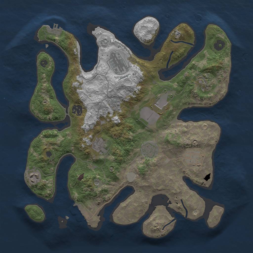 Rust Map: Procedural Map, Size: 3500, Seed: 597348108, 17 Monuments