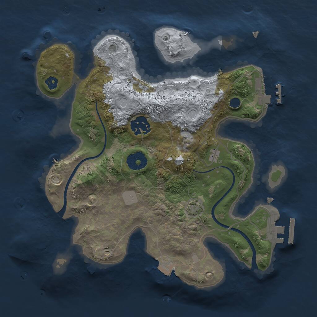 Rust Map: Procedural Map, Size: 2500, Seed: 7420, 5 Monuments