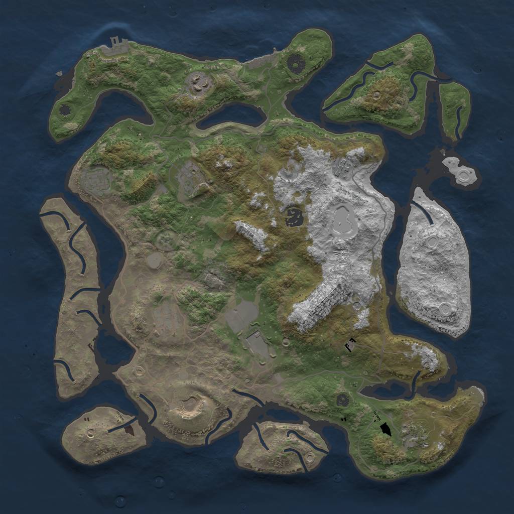 Rust Map: Procedural Map, Size: 4100, Seed: 1878595944, 17 Monuments