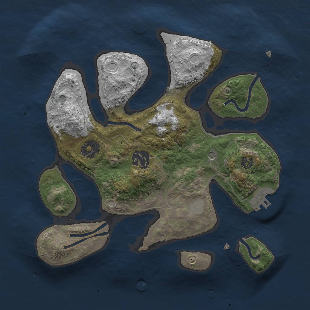 Rust Map: Procedural Map, Size: 2500, Seed: 888, 8 Monuments